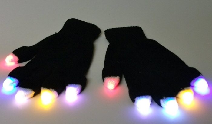 led guantes negro
