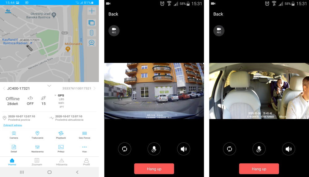 app profio x5 kamera do auta s GPS a live prenosom