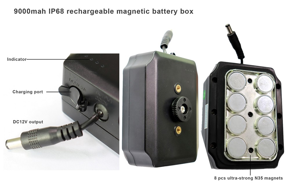9000 mAh magneticka bateria napajanie kamery na cuvanie