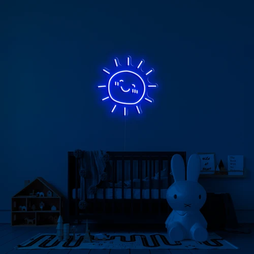 LED svietiace neon logo na stenu SUN