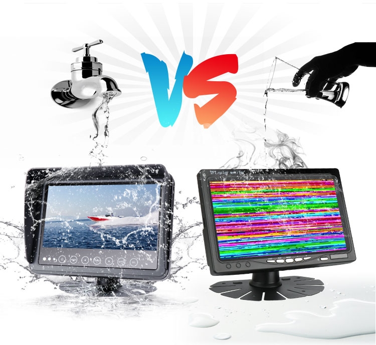 vodeodolny vodotesný kovový 7" monitor s IP68 krytím pre autá/stroje/lode aťd
