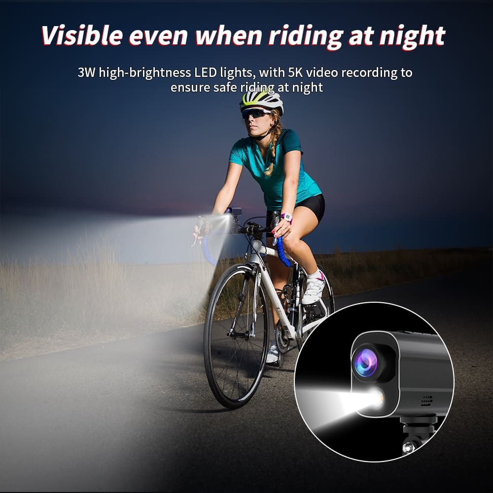 Akčná kamera na bicykel s led svetlom wifi