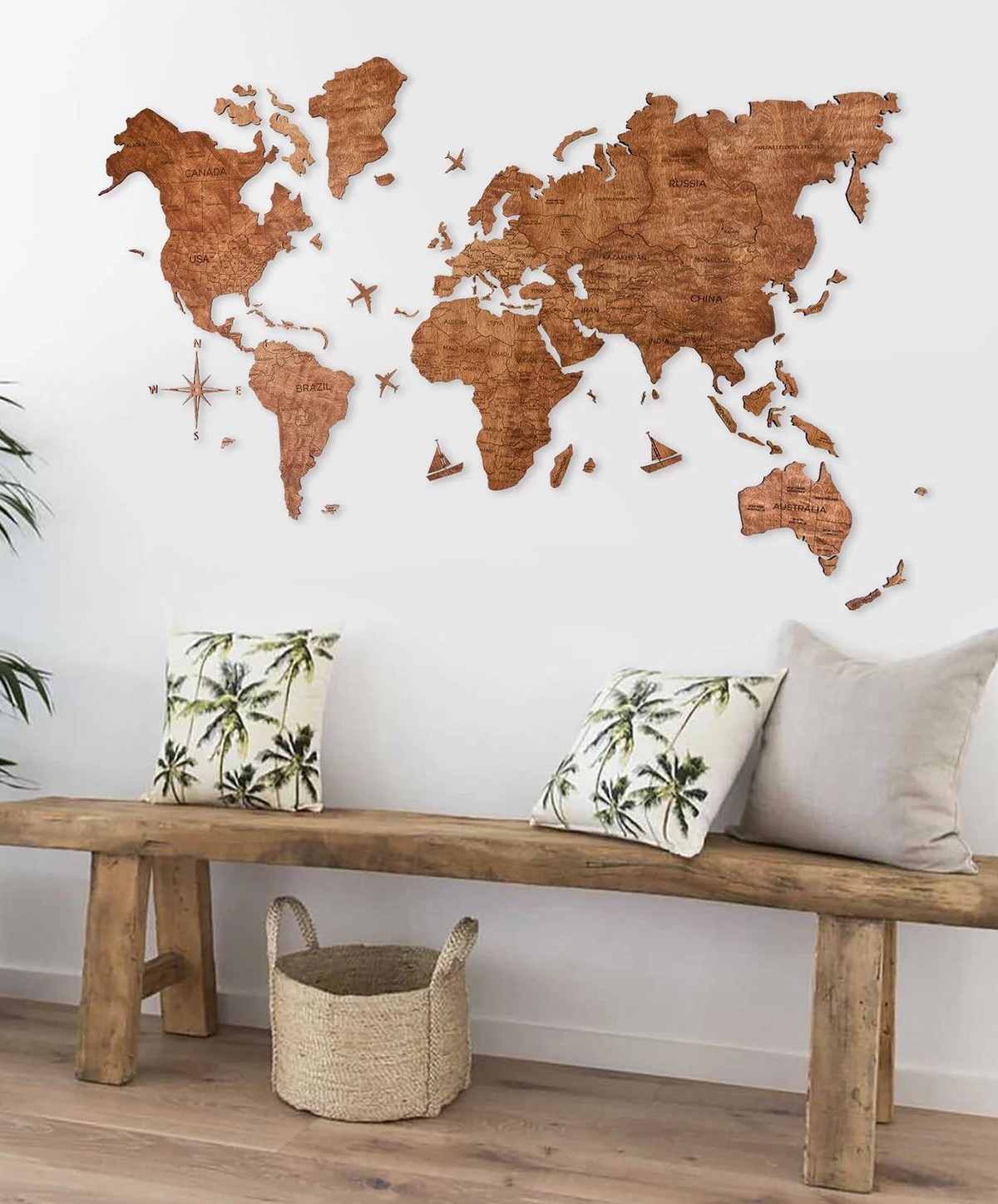 Obraz na stenu mapa sveta dub