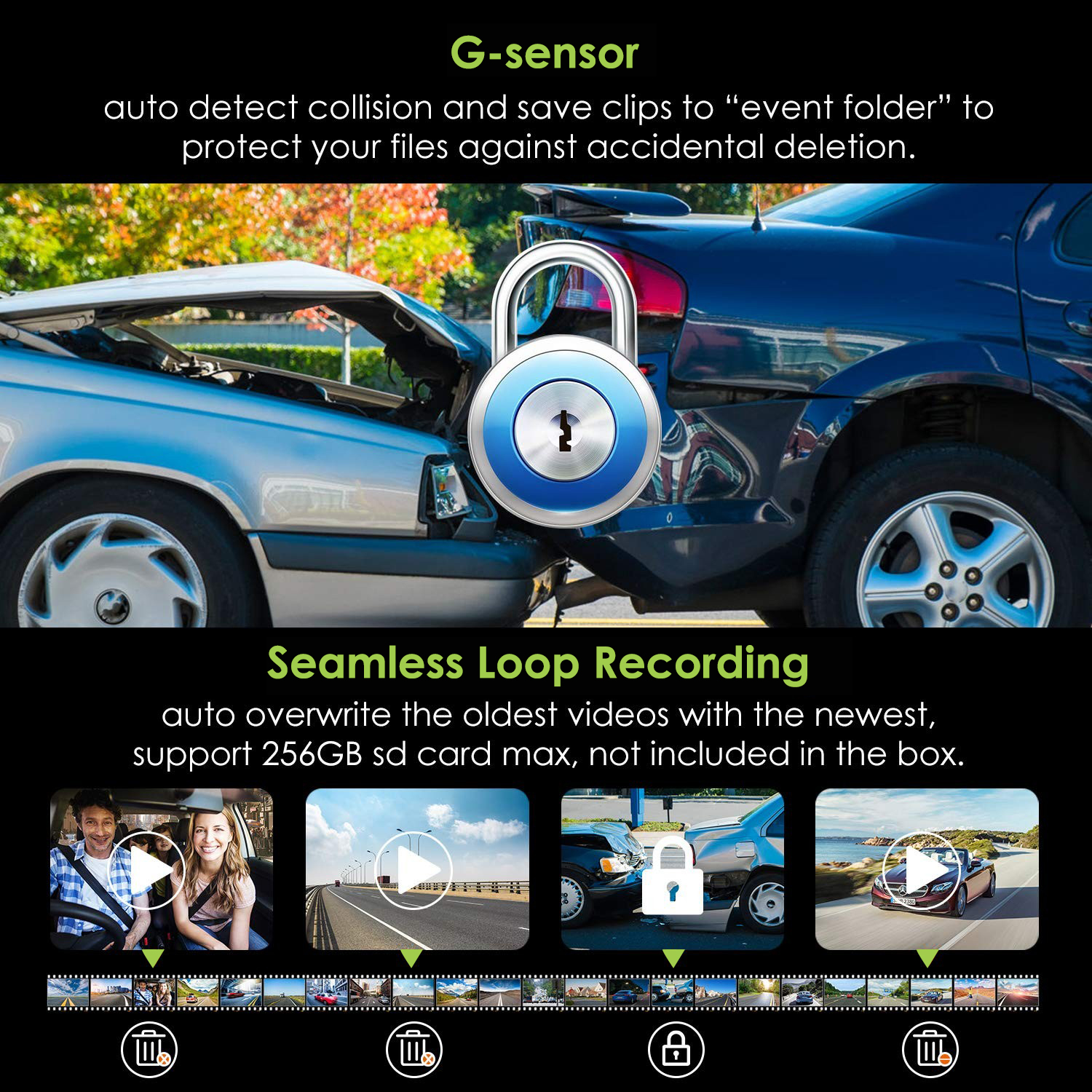 G senzor ochrana pri náraze kamera do auta