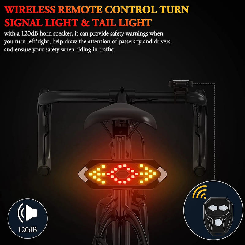 Smerovky na bicykel zadné svetlo bezdrotove s ovladacom