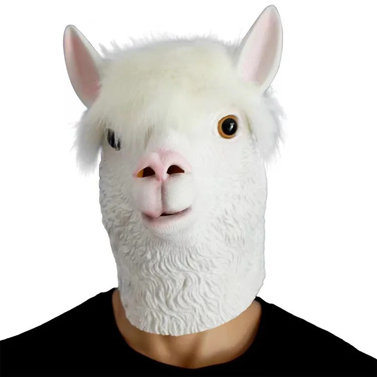 biela lama alpaca silikónová maska na tvar a hlavu