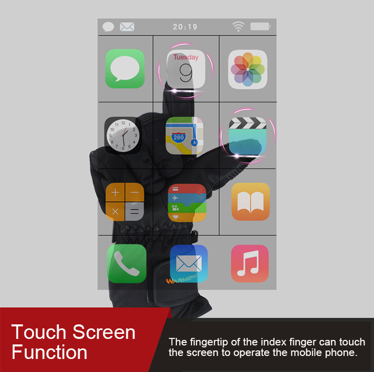 zimne rukavice s touch screen dotykovým povrchom prstov pre smartfony