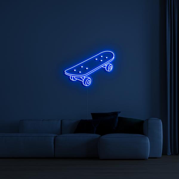 3D svietiaci LED neon napis na stenu - skateboard