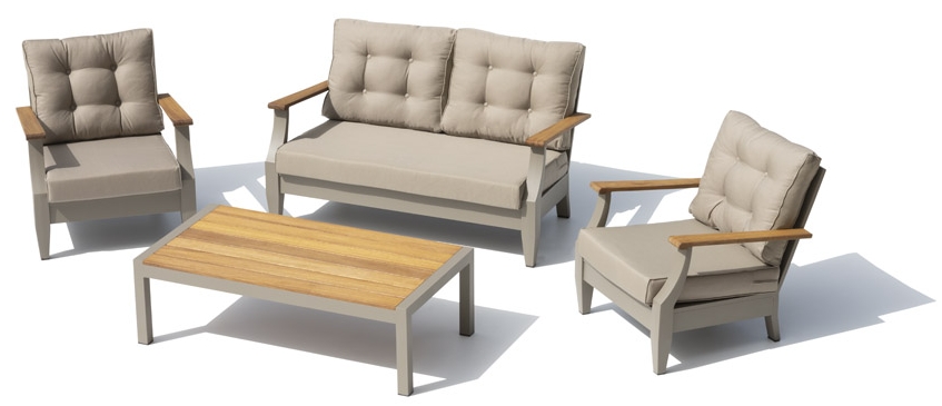 Terasové sedenie do zahrady luxusny moderny - gauč s kreslami pre 4 osoby + stolík