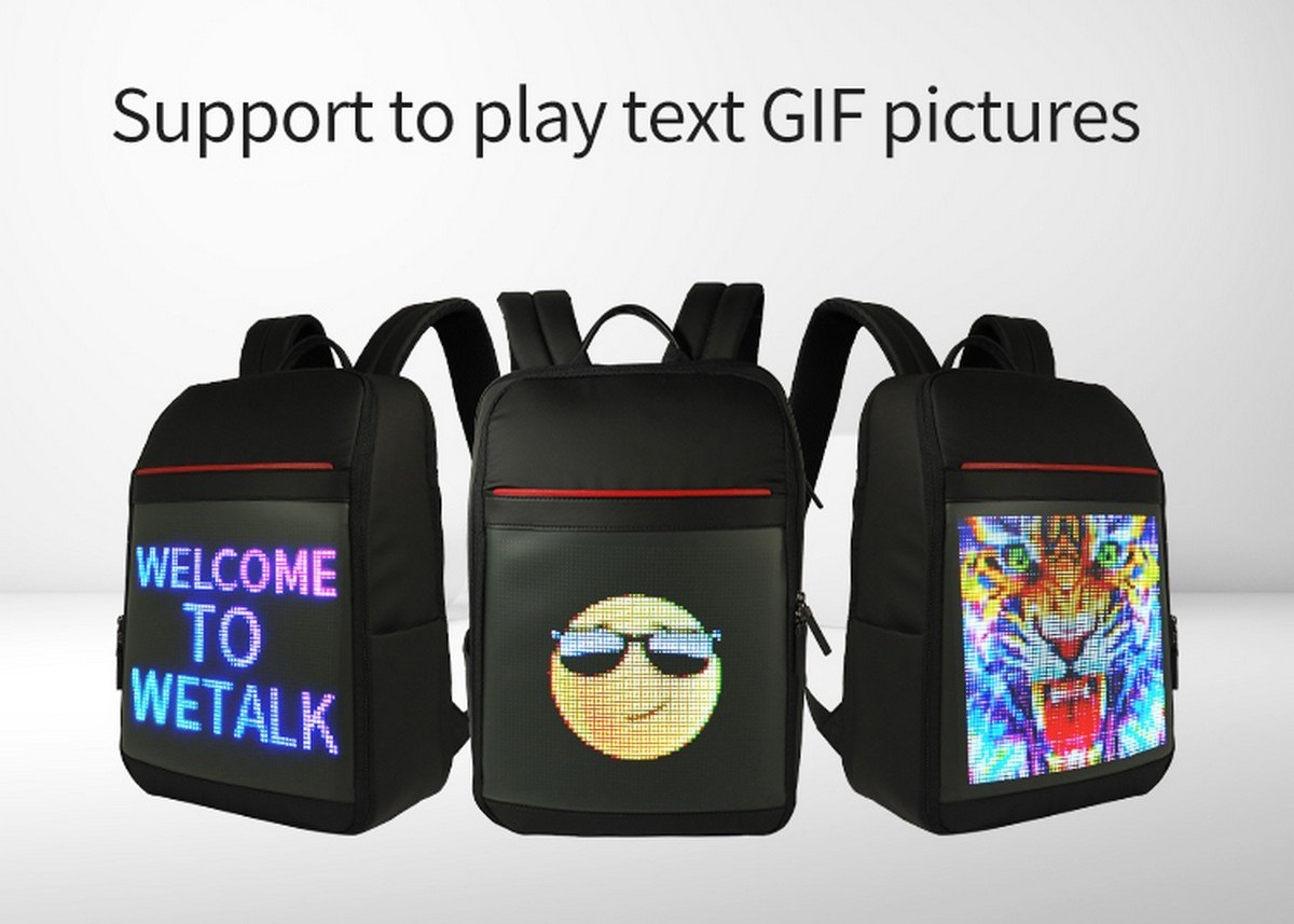 ruksak s led displejom prehrávanie obrázkov a GIF