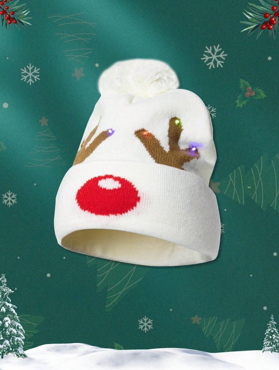 čapica vianočná sob rohy čiapka na zimu svietiaca