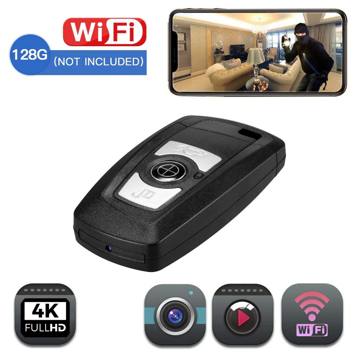spionazna kamera v kľúči od auta či klúčenke k autu