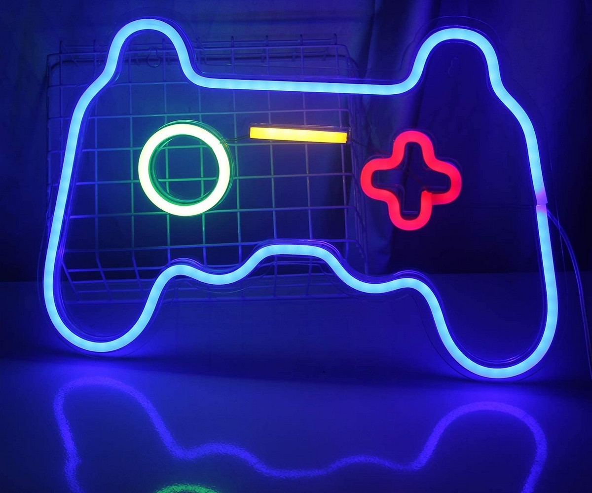 neonove led logo na stenu gamepad game svietiace