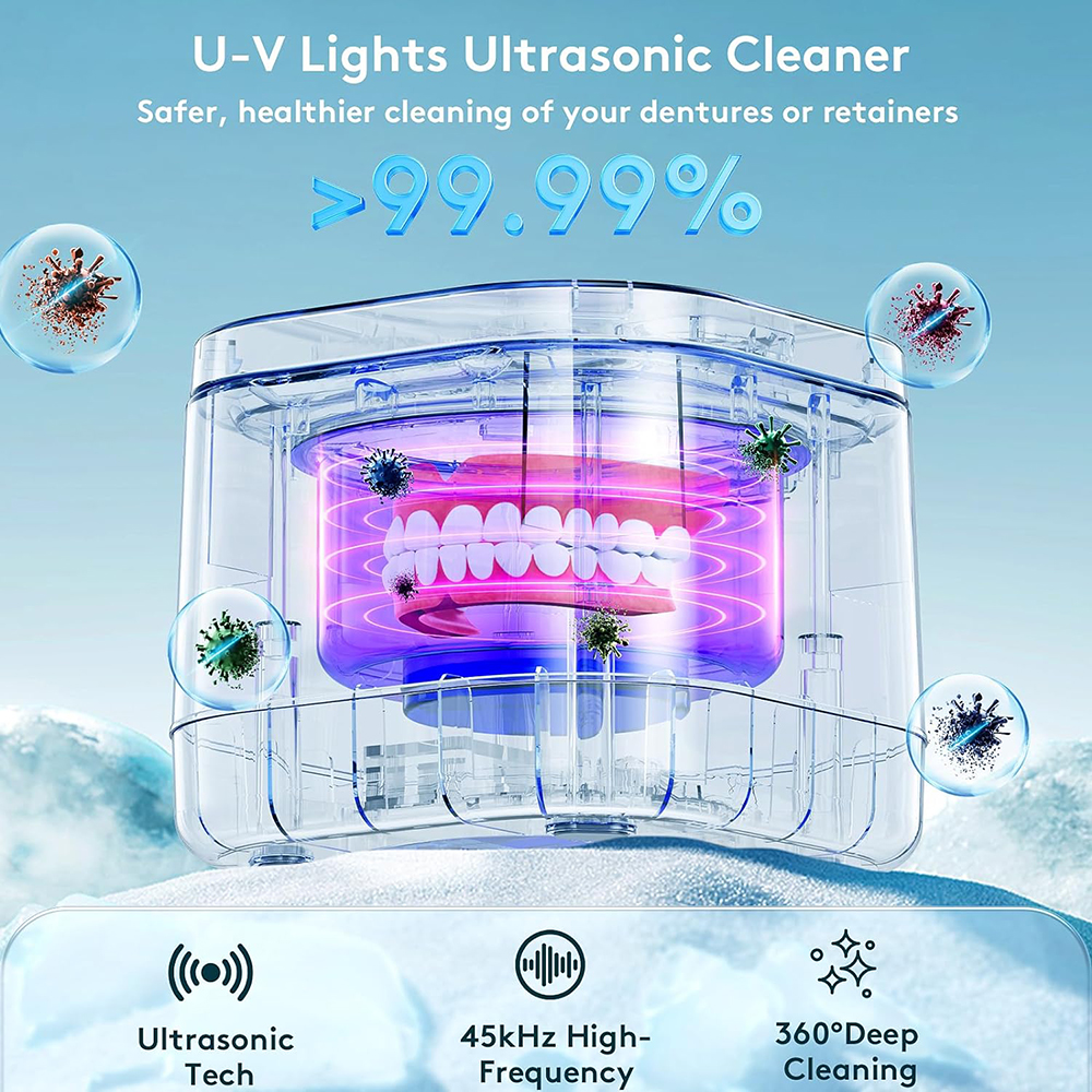 čistič na zubné protézy U-V 99,99% čistenie svetlom
