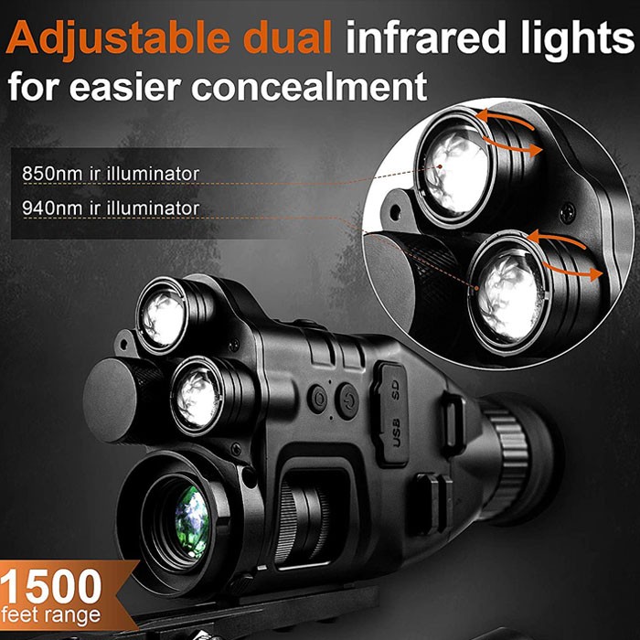 binokulár nočné videnie 850nm a 940nm IR duálne infračervené svetlá