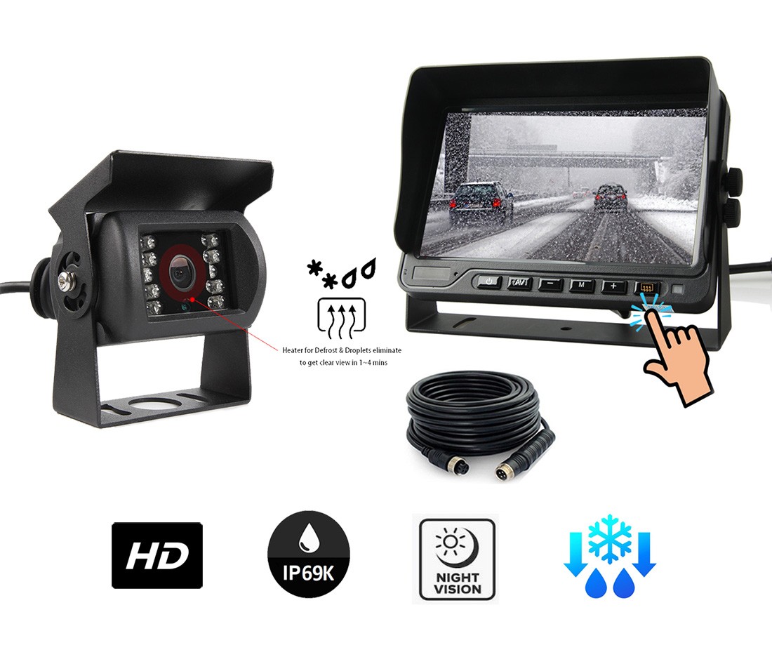 Kamerový set - zadná DEFROST auto HD kamera + 7" vodotesný monitor