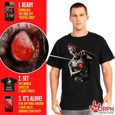 Morph shirt zombie mengalahkan jantung