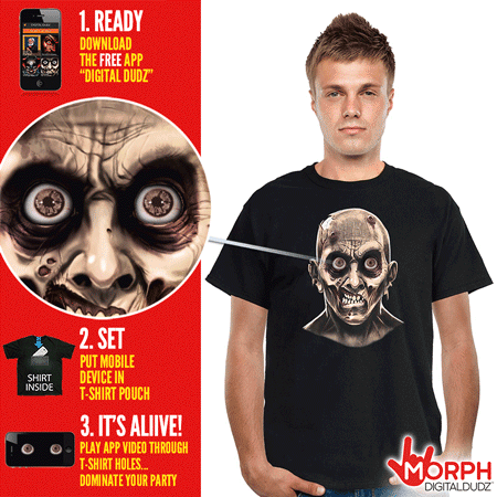 Morph shirt zombie mata menakutkan
